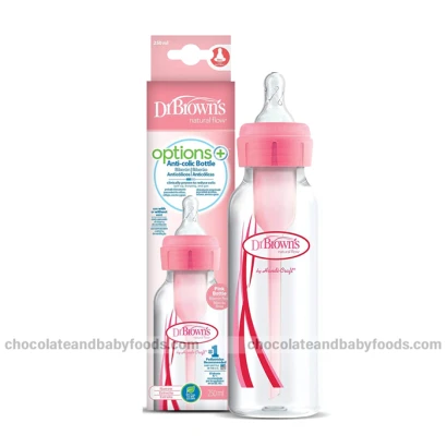 Dr Brown's Options+ Anti-Colic Narrow Pink Bottle (0m+) 250ml