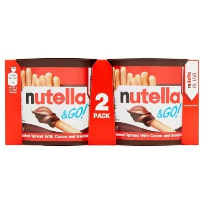 Nutella & GO Hazelnut Spread with Chocolate Spread and Breadsticks Multipack (2 x 48g)
