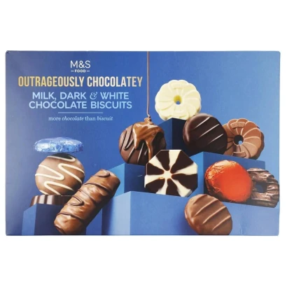 M&S Outrageously Chocolatey Milk, Dark and White Chocolate Biscuits 450gm