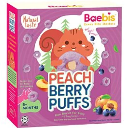 Baebis Peach Berry Puffs Rice Biscuit For Baby (6+mnths) 35g