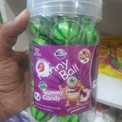 Yingpai Funny Ball Gummy Candy (Watermelon) Jar (9g X 30pcs)