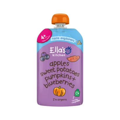 Ella's Kitchen Apples Sweet Potatoes Pumpkins + Blueberries Puree (From 4m+) 120gm
