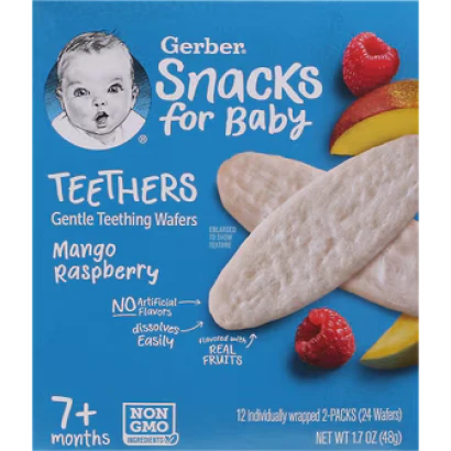 Gerber Teether Mango Raspberry Gentle Teething Wafers (From 7+mnths) 48gm