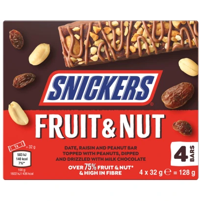 Snickers Fruit & Nut Chocolate Bar (4pcs) 128g