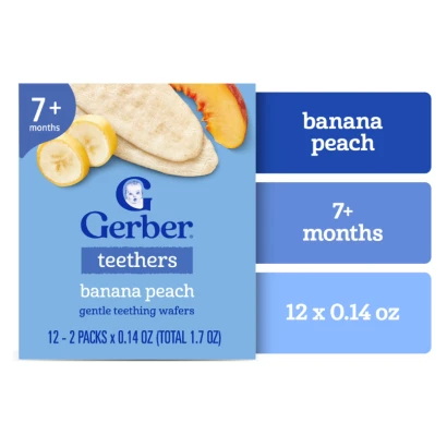 Gerber Banana Peach Teethers Wafers (From 7+mnths) 48gm