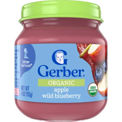 Gerber Organic Apple & Wild Blueberry Custard 113gm
