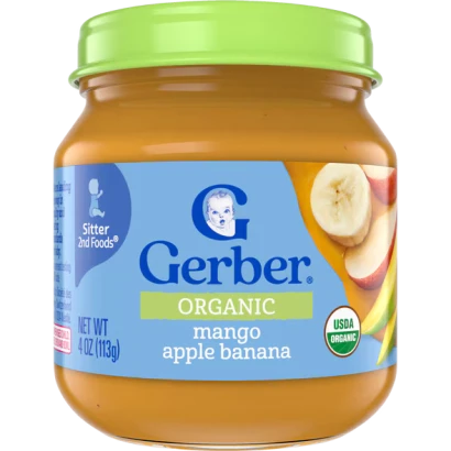 Gerber Organic Mango, Apple & Banana Custard 113gm