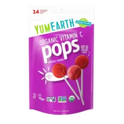 YUMEARTH Organic Vitamin C Pops (Raspberry, Strawberry, Cherry) 87gm