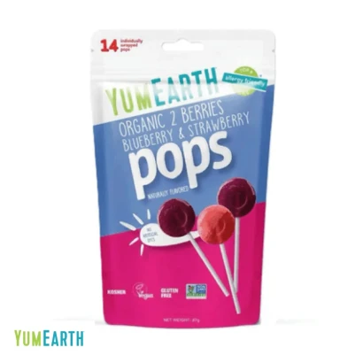 YUMEARTH Organic 2 Berries Blueberry & Strawberry Pops 87gm