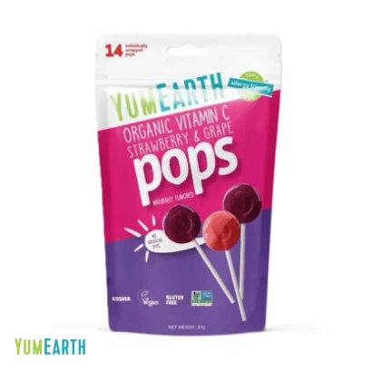 YUMEARTH Organic Vitamin C Strawberry & Grape Pops 87gm