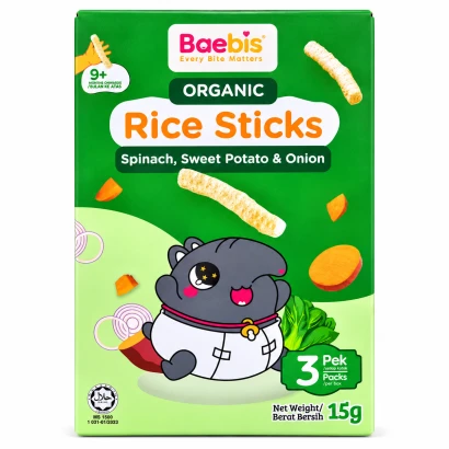 Baebis Organic Rice Stick Spinach, Sweet Potato & Onion (9m+) 15g