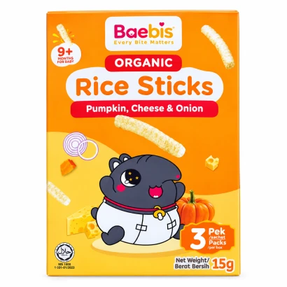 Baebis Organic Rice Stick Pumpkin, Cheese & Onion (9+mnths) 15g