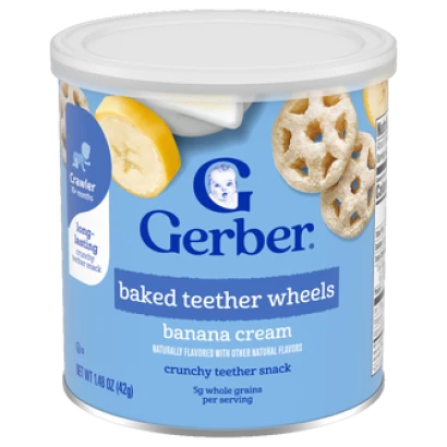 Gerber Baked Teether Wheels Banana Cream (8+ Months) 42G